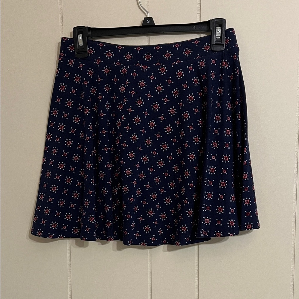 Gently used SO Navy and Red Patterned Skater Skirt - runs small